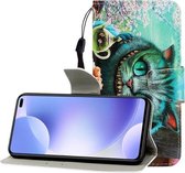 Voor Xiaomi Redmi K30 Gekleurde tekening Horizontale flip lederen tas met houder & kaartsleuf & portemonnee (groene ogen)