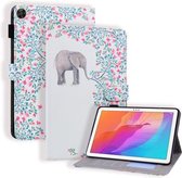Huawei Enjoy Tablet 2 Gekleurde tekening Horizontale flip lederen hoes met houder & kaartsleuf & fotolijst (olifant en bloemen)