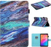 Voor Huawei MatePad T8 Gekleurde Tekening Stiksels Horizontale Flip Leren Case met Houder & Kaartsleuven (Gekleurd Marmer)