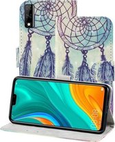 Voor Huawei Y8s 3D Schilderen Patroon Gekleurde Tekening Horizontale Flip PU Lederen Case met Houder & Kaartsleuven & Portemonnee & Lanyard (Veer Wind Chime)
