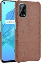 Voor OPPO Realme V5 5G schokbestendige krokodiltextuur pc + PU-hoes (bruin)