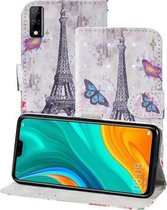 Voor Huawei Y8s 3D Schilderen Patroon Gekleurde Tekening Horizontale Flip PU Lederen Case met Houder & Kaartsleuven & Portemonnee & Lanyard (Eiffeltoren)