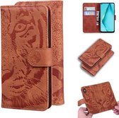 Voor Huawei P40 Lite / nova 6 SE Tijger Embossing Patroon Horizontale Flip Leren Case met Houder & Kaartsleuven & Portemonnee (Bruin)