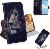 Voor Galaxy S20 + Gecombineerd patroon Magnetische attractie Horizontale flip lederen tas, ondersteuningshouder & kaartsleuf & portemonnee (leeuw)