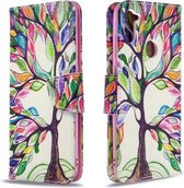 Voor Galaxy A11 Gekleurde tekening patroon Horizontale flip lederen tas met houder & kaartsleuven & portemonnee (Life Tree)