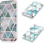 Voor Galaxy J4 + Plating Marble Pattern Soft TPU beschermhoes (groen wit)