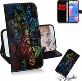 Voor Galaxy A30s Gekleurd Tekening Patroon Kleurrijke Magnetische Gesp Horizontale Flip PU Lederen Case met Houder & Kaartsleuven & Portemonnee & Lanyard (Vlinders)