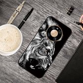 Voor Huawei Mate 40 Pro olie reliëf gekleurd tekening patroon schokbestendig TPU beschermhoes (leeuw)