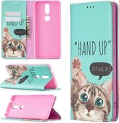 Voor Nokia 2.4 Gekleurde Tekening Patroon Onzichtbare Magnetische Horizontale Flip PU Lederen Case met Houder & Kaartsleuven & Portemonnee (Kat)