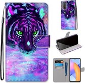 For Honor 10X Lite Gekleurde Tekening Cross Textuur Horizontale Flip PU Leren Case met Houder & Kaartsleuven & Portemonnee & Lanyard (Tijger Drinkwater)