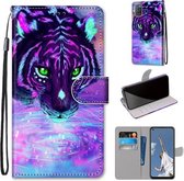 Voor OPPO A52 / A92 / A72 Gekleurde Tekening Cross Textuur Horizontale Flip PU Lederen Case met Houder & Kaartsleuven & Portemonnee & Lanyard (Tijger Drinkwater)