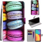 Voor Alcatel 1S (2021) Gekleurde Tekening Cross Textuur Horizontale Flip PU Leren Case met Houder & Kaartsleuven & Portemonnee & Lanyard (Kleurrijke Taarten)