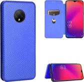 Voor Doogee X95 koolstofvezel textuur magnetische horizontale flip TPU + pc + PU lederen tas met kaartsleuf en lanyard (blauw)