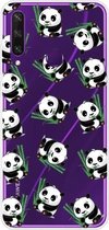 Voor Huawei Y6p (2020) Gekleurd tekeningpatroon Zeer transparant TPU beschermhoes (Panda)