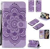 Voor Motorola Moto E6S 2020 Mandala Embossing Patroon Horizontale Flip Leren Case met Houder & Kaartsleuven & Portemonnee & Fotolijst & Lanyard (Paars)