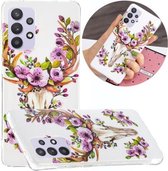 Voor Samsung Galaxy A32 5G Lichtgevende TPU mobiele telefoon beschermhoes (Flower Deer)