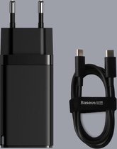 Baseus CCGAN2P-B01 65W dubbele USB-C / Type-C + USB GaN2 Pro snellader reisoplader met USB-C / Type-C oplaadkabel, EU-stekker (zwart)