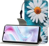 Voor Xiaomi Note 10 Pro Gekleurde tekening Horizontale flip lederen tas met houder & kaartsleuf & portemonnee (chrysant)