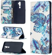 Voor OPPO A5 (2020) Gekleurd tekeningpatroon Onzichtbaar magnetisch horizontaal Flip PU-lederen hoes met houder & kaartsleuven en portemonnee (blauw blad)