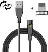 2 m USB naar 8-pins 540 graden roterende magnetische oplaadkabel (zwart)