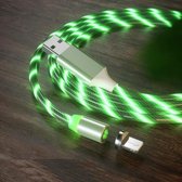 USB naar 8-pins magnetische zuigkracht Kleurrijke Streamer Oplaadkabel voor mobiele telefoon, lengte: 2 m (groen licht)