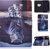 Voor Amazon Kindle Fire 7 (2015) / (2017) / (2019) Voltage Painted Pattern Tablet PC Beschermende lederen tas met beugel en kaartsleuven en antislipstrip (kat en tijger)