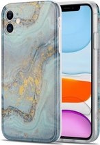 TPU Gilt Marble Pattern beschermhoes voor iPhone 11 (lichtblauw)