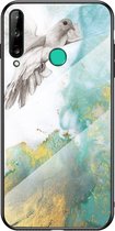 Mobigear Hoesje geschikt voor Huawei P40 Lite E Telefoonhoesje Gehard Glas | Mobigear Marble Glass Backcover | P40 Lite E Case | Back Cover - Duif