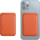 Leren portemonnee etui Kaarthouder Kaarthoes met Magsafing magnetisch voor iPhone 12 mini, iPhone 12, iPhone 12 Pro, iPhone 12 Pro Max (oranje)