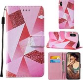 Voor iPhone XS Max Cross Texture Painting Pattern Horizontale Flip lederen hoes met houder & kaartsleuven & portemonnee & lanyard (roze diamant)