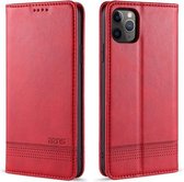 Voor iPhone 12/12 Pro AZNS Magnetische Kalfsstructuur Horizontale Flip Leren Case met Kaartsleuven & Houder & Portemonnee (Rood)