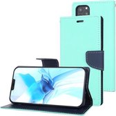 Voor iPhone 12/12 Pro GOOSPERY FANCY DAGBOEK Cross Pattern Horizontale Flip lederen tas met houder & kaartsleuven & portemonnee (mintgroen)