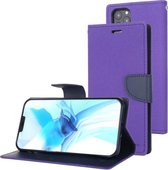 Voor iPhone 12/12 Pro GOOSPERY FANCY DAGBOEK Cross Pattern Horizontale Flip lederen tas met houder & kaartsleuven & portemonnee (paars)