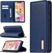 Voor iPhone 11 Pro Max 2 in 1 afneembare magnetische horizontale flip lederen tas met houder & kaartsleuven en portemonnee (blauw)