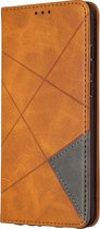 HONOR 9X Lite Hoesje - Mobigear - Rhombus Slim Serie - Kunstlederen Bookcase - Cognac - Hoesje Geschikt Voor HONOR 9X Lite