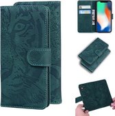 Voor iPhone XS Max Tiger Embossing Pattern Horizontale Flip lederen tas met houder & kaartsleuven & portemonnee (groen)