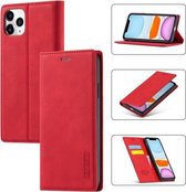 LC.IMEEKE Sterk magnetisme Ultradunne horizontale flip schokbestendige matte TPU + PU lederen tas met houder & kaartsleuven en portemonnee voor iPhone 11 Pro (rood)