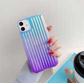 Voor iPhone 11 Pro Max Galvaniseren Gradiënt Koffer Streep TPU Beschermhoes (Paars)