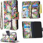 Voor Samsung Galaxy A01 Gekleurde Tekening Patroon Rits Horizontale Flip Leren Case met Houder & Kaartsleuven & Portemonnee (Boom)