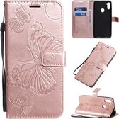 Voor Samsung Galaxy A11 3D vlinders reliëf patroon horizontale flip lederen tas met houder & kaartsleuf & portemonnee (rose goud)