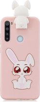 Voor Galaxy A21 Cartoon schokbestendige TPU beschermhoes met houder (Big Eared Rabbit)