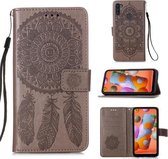 Voor Galaxy A11 Dream Catcher afdrukken horizontale flip lederen tas met houder & kaartsleuven & portemonnee & lanyard (grijs)