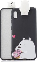 Voor Galaxy A01 Cartoon schokbestendige TPU beschermhoes met houder (grote witte beer)