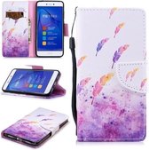 Voor Huawei P8 Lite (2017) Gekleurd tekeningpatroon Horizontaal Flip TPU + PU lederen hoesje met houder & kaartsleuven & portemonnee & lanyard (aquarelveren)