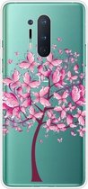 Voor OnePlus 8 Pro schokbestendig geverfd transparant TPU beschermhoes (vlinderboom)