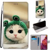 Voor Samsung Galaxy S21 5G Gekleurde Tekening Cross Textuur Horizontale Flip PU Lederen Case met Houder & Kaartsleuven & Portemonnee & Lanyard (Frog Kitten)