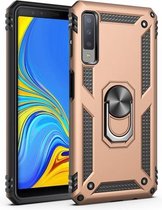 Sergeant Armor Shockproof TPU + PC beschermhoes voor Galaxy A7 2018, met 360 graden rotatiehouder (goud)