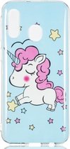 Star Unicorn Pattern Noctilucent TPU Soft Case voor Galaxy A40