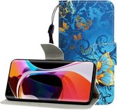 Voor Xiaomi 10/10 Pro Gekleurde tekening Horizontale flip lederen tas met houder & kaartsleuf & portemonnee (Jade Butterfly)