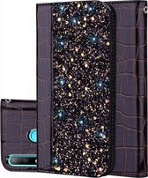 Krokodiltextuur Glitterpoeder Horizontale lederen flip-hoes voor Huawei P30 Lite, met kaartsleuven en houder (zwart)